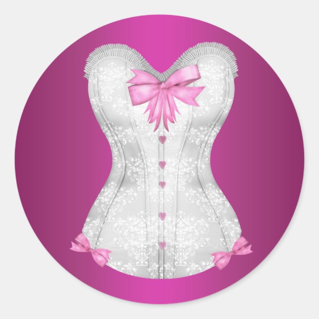 Elegant Hot Pink Corset Stickers (Front)