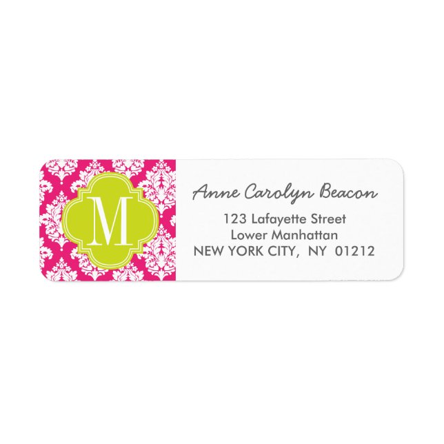 Elegant Hot Pink Damask Personalized (Front)