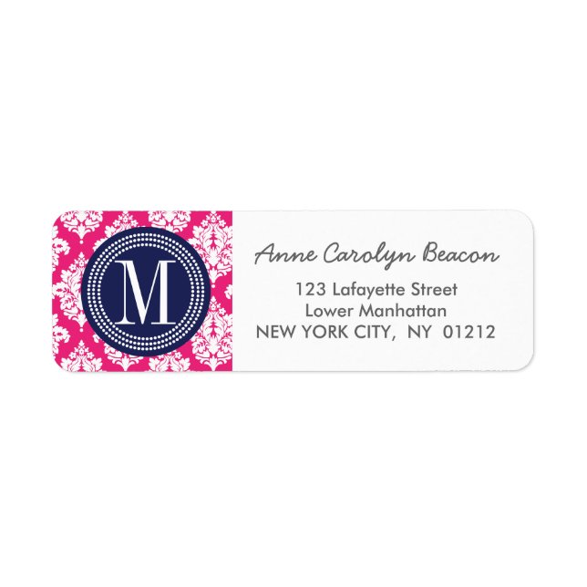 Elegant Hot Pink Damask Personalized (Front)