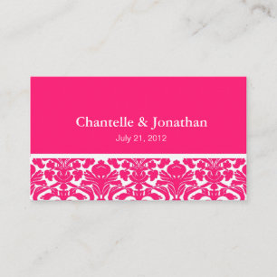 Elegant Hot Pink Damask Wedding Website Enclosure Card