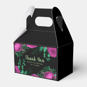 Elegant Hot Pink Flowers Birthday Party Favor Box
