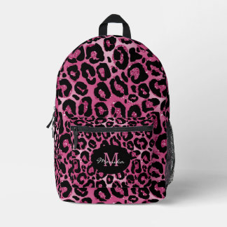 Elegant Hot Pink Glam Leopard Personized Printed Backpack