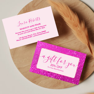 Elegant Hot Pink Glitter Chic Discount Card