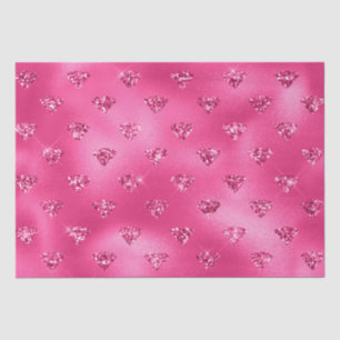 Elegant Hot Pink Glitter Diamonds Pattern Tissue Paper
