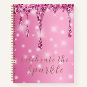 Elegant Hot Pink Glitter Drip Bachelorette  Notebook