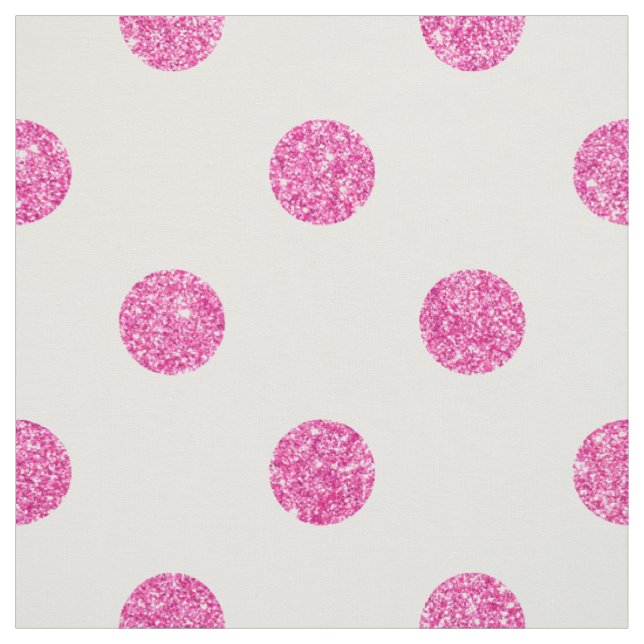 Elegant Hot Pink Glitter Polka Dots Pattern Fabric (Swatch)