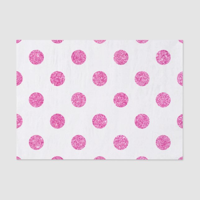 Elegant Hot Pink Glitter Polka Dots Pattern Tissue Paper (Front)