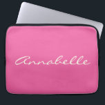 Elegant Hot Pink Handwritten Script Name Custom Laptop Sleeve<br><div class="desc">This custom laptop case features your name in beautiful handwritten script lettering on a stylish Hot Pink background. Great gift idea.</div>