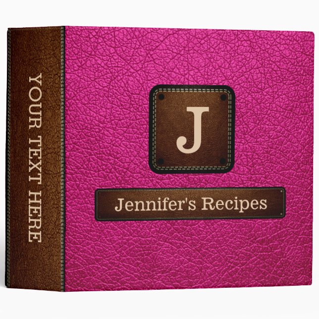 Elegant Hot Pink Leather Look Binder (Front/Spine)