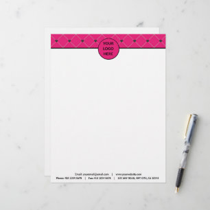 Elegant Hot Pink Magenta Black Business Company Letterhead