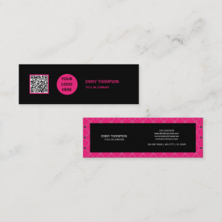 Elegant Hot Pink Magenta Black QR Scan Company Mini Business Card