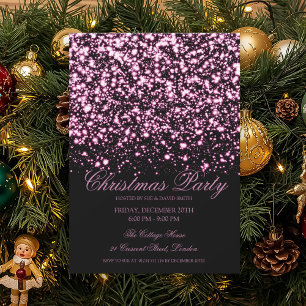 Elegant Hot Pink Midnight Glam Christmas Party Invitation