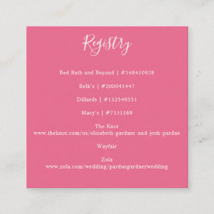 Elegant Hot Pink Modern Registry Enclosure Card