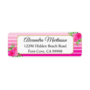 Elegant Hot Pink Ombre Striped Watercolor Floral