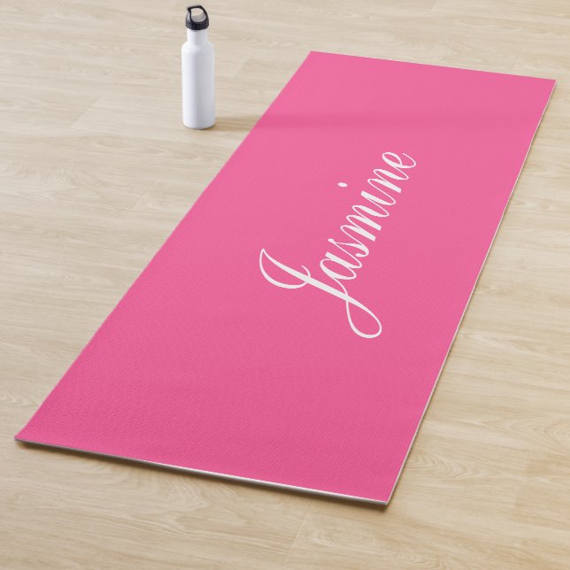 Elegant Hot Pink Personalized Name Yoga Mat (In Situ)