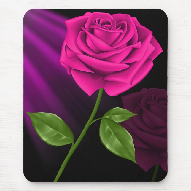 Elegant Hot Pink Rose Flower Mouse Pad (Front)