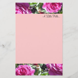 Elegant Hot Pink Roses Stationery