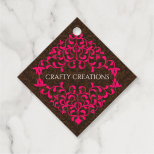 Elegant Hot Pink Swirls Flourish Hang Favour Tags