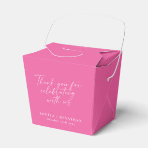 Elegant Hot Pink Trendy Script Custom Thank You Favor Box