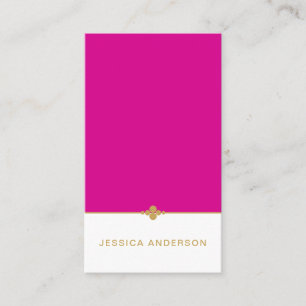 Elegant Hot Pink White Gold Business Card