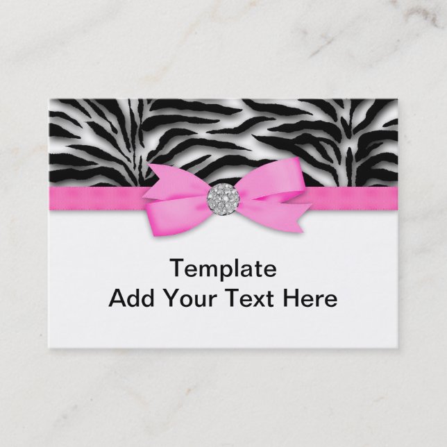Elegant Hot Pink Zebra Business Cards (Front)