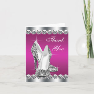 Élégant Hot Rose High Heel Shoe Merci Cartes