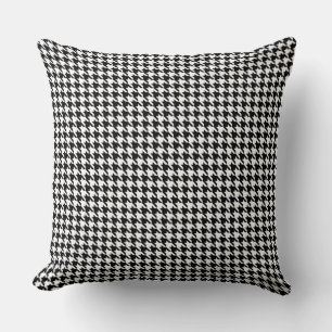 Elegant Houndstooth Black & White Throw Pillow