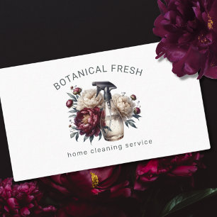 Elegant House Cleaning Service Floral Business Card