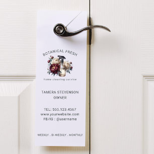 Elegant House Cleaning Service Floral Business Door Hanger