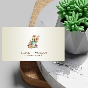 Elegant House Floral Spray Bottle Cleaning Business Card