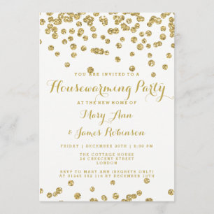 Elegant Housewarming Party Gold Glitter Confetti Invitation
