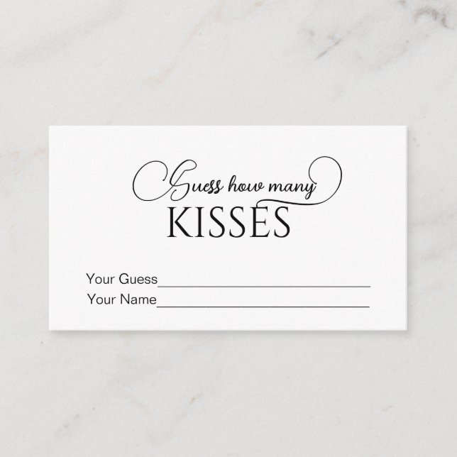 Elegant How Many Kisses Bridal Shower Game Enclosure Card (Front)