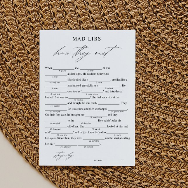 Elegant How They Met Bridal Libs Game Invitation (Creator Uploaded)