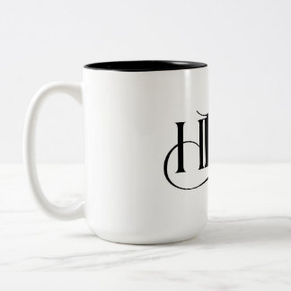 Elegant HR Monogram and whimsical Cat Mug