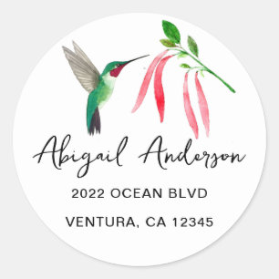 Elegant Hummingbird Address Classic Round Sticker