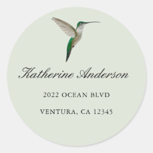 Elegant Hummingbird Address Classic Round Sticker