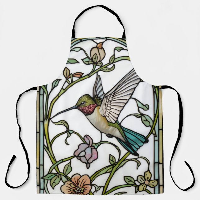 Elegant hummingbird artwork botanical boho chic apron (Front)