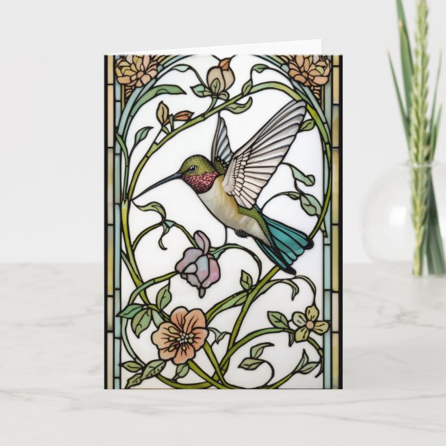 Elegant hummingbird artwork botanical boho chic card (Front)