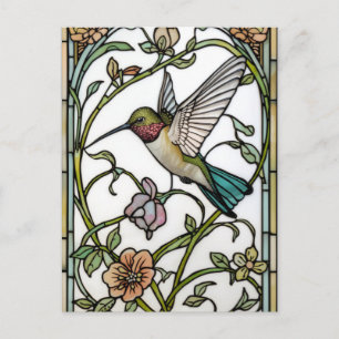 Elegant hummingbird artwork botanical boho chic postcard