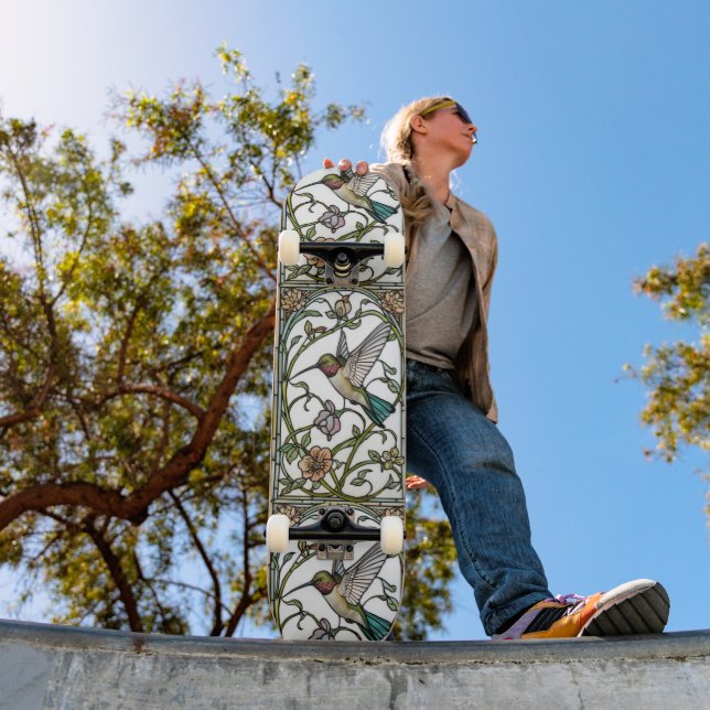 Elegant hummingbird artwork botanical boho chic skateboard (Outdoor 1)