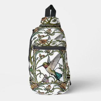 Elegant hummingbird artwork botanical boho chic sling bag