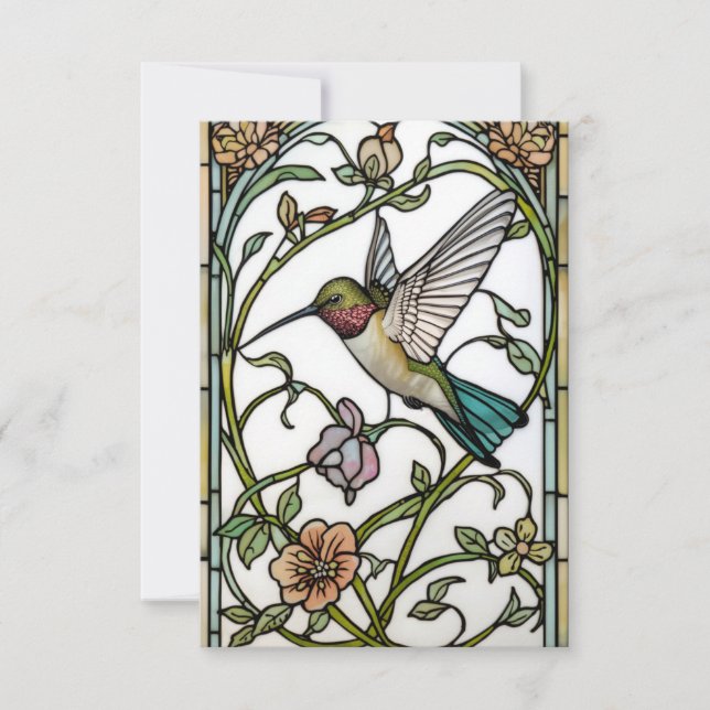 Elegant hummingbird artwork botanical boho chic thank you card (Front)