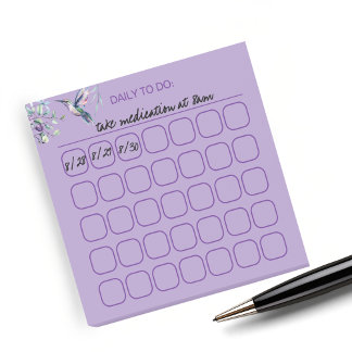 Elegant Hummingbird Daily To Do Tracker Post-it Notes