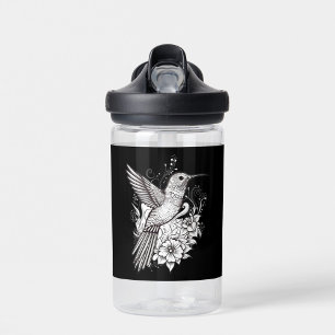 Elegant Hummingbird Floral Art Water Bottle