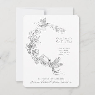 Elegant Hummingbird Floral Pregnancy Announcement