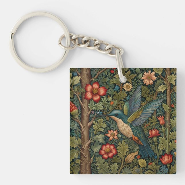 Elegant hummingbird romantic boho chic keychain (Front)