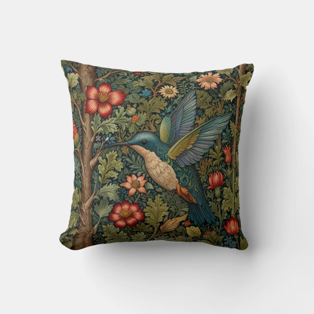 Elegant hummingbird romantic boho chic throw pillow (Front)