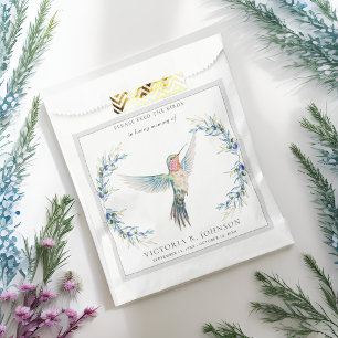Elegant Hummingbird Seed Packet Funeral Memorial Favour Bag