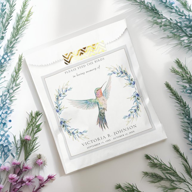 Elegant Hummingbird Seed Packet Funeral Memorial Favour Bag (Creator Uploaded)