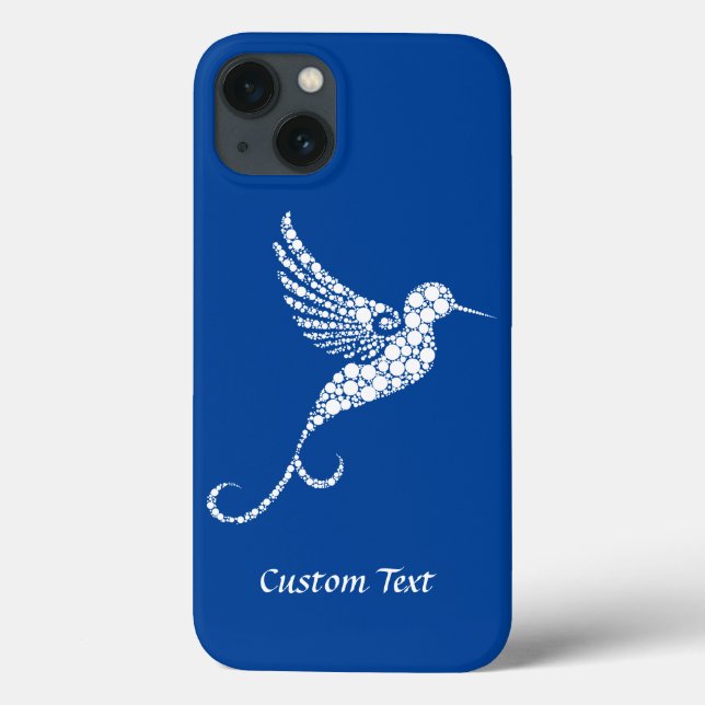 Elegant Hummingbird White on Blue Design Case-Mate iPhone Case (Back)